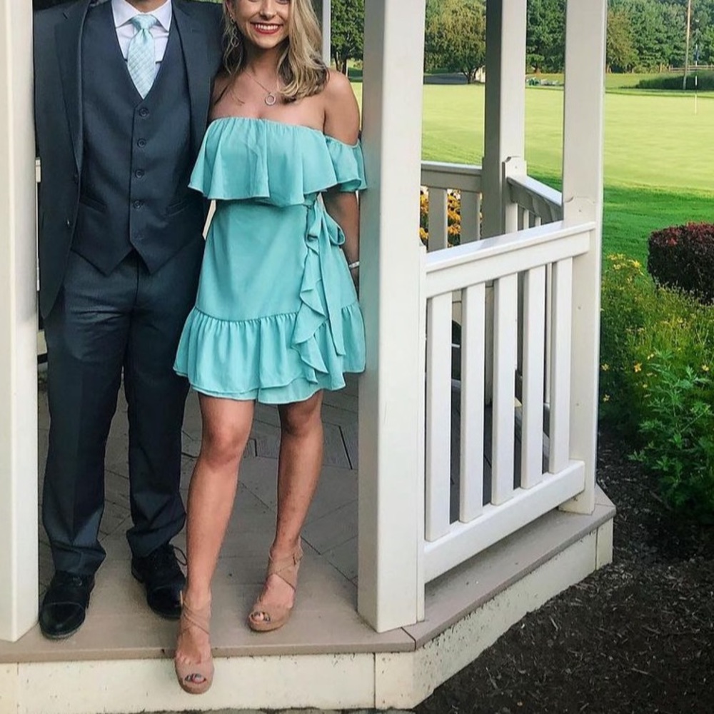 Superdown Mint Green Flouncy Mini Dress